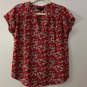 Red Floral Banana Republic Top